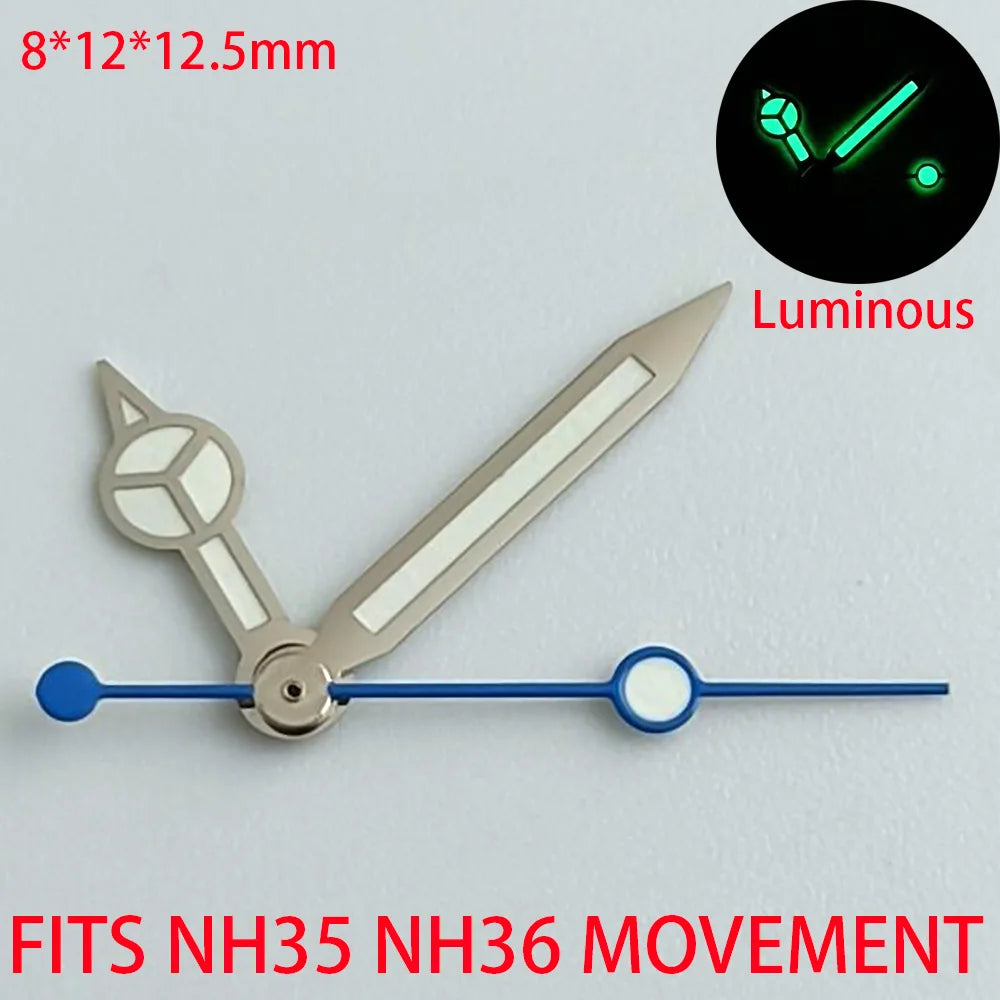 Watch Hands Blue Green Luminous Hands Fit NH 35 NH36 ETA 2836 2824 Miyota 8205 8215 Movement
