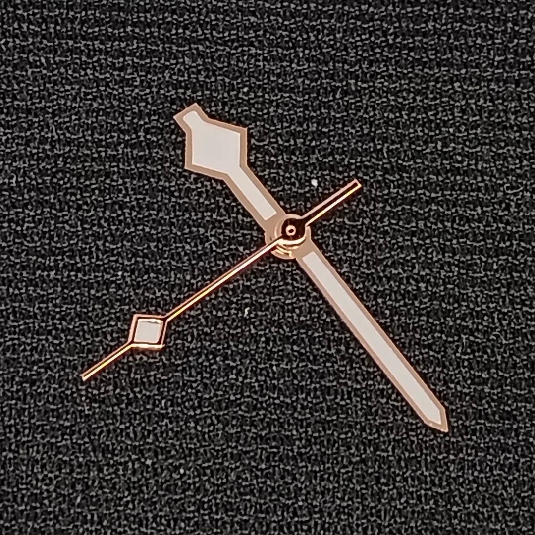 Modified Rose Gold+White Trim Watch Hands with Green Luminous for NH35 NH36
