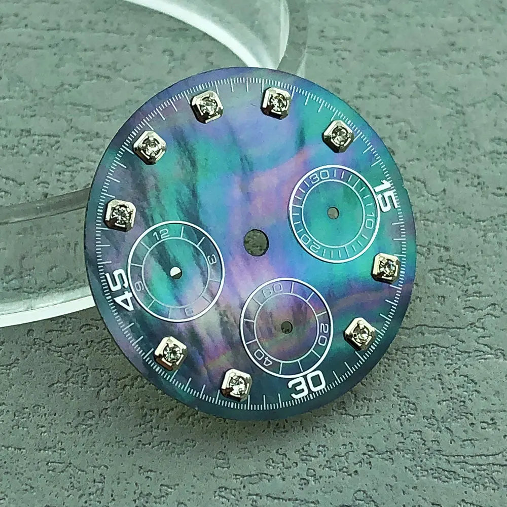40mm Diamond Bezel Aurora Dial 316l Steel Sapphire Glass Case Suitable For VK63