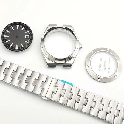 41mm Watch Case Strap Set for NH35 NH36 Sapphire Glass Transparent Back Cover