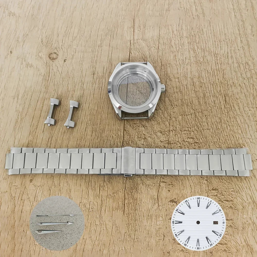 41MM Watch Case with Sapphire Crystal Clear Back+Strap+Dial+Hand for NH35/NH36