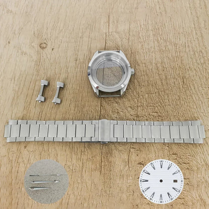 41MM Watch Case with Sapphire Crystal Clear Back+Strap+Dial+Hand for NH35/NH36