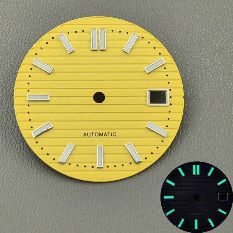 30.5mm Nautilus Green Luminous Watch Dial Fits NH35 NH36 NH38 4R35 4R36 6R 7S26