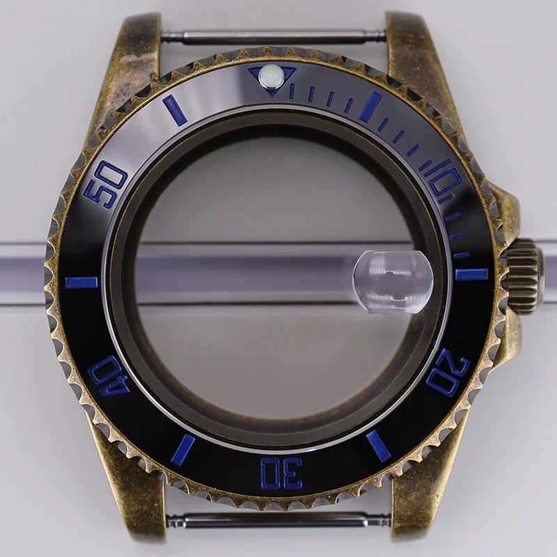 Bronze 40mm Watch Case Ceramic Bezel For SUB NH35/36/34/38/70 Sapphire Glass