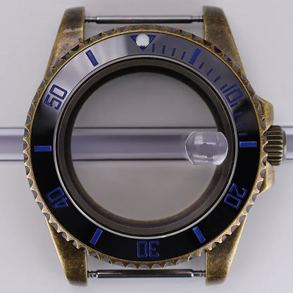 Bronze 40mm Watch Case Ceramic Bezel For SUB NH35/36/34/38/70 Sapphire Glass