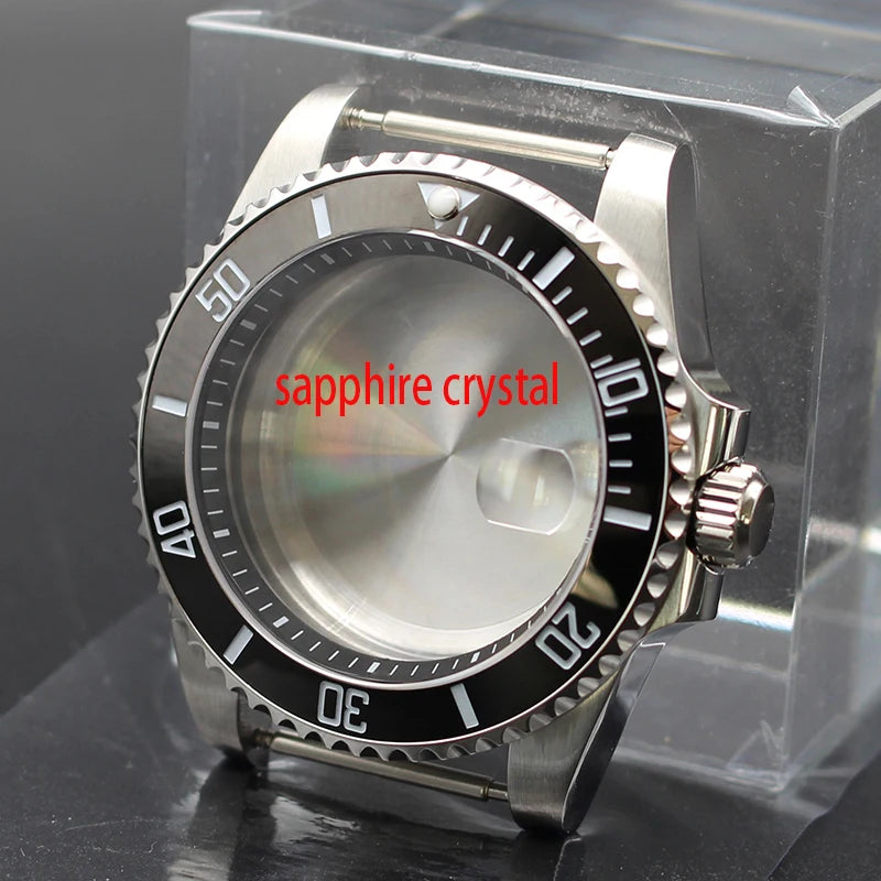 40mm Diver Watch Cases Ceramic Bezel Sapphire Glass For Sub NH35 NH36 NH34 NH38