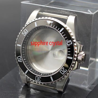 40mm Diver Watch Cases Ceramic Bezel Sapphire Glass For Sub NH35 NH36 NH34 NH38