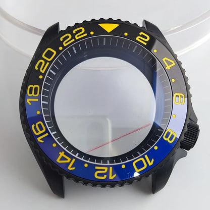 Case 41.5mm Convex Sapphire Glass Ceramic Bezel Stainless Steel Black Matte Waterproof Case Fit NH 35 NH36 Movement Case