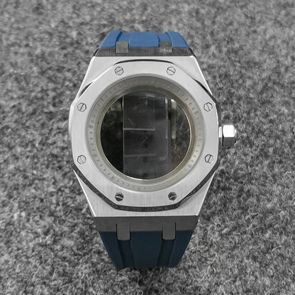 41mm 316L Steel Case+Strap+Ring Sapphire Glass Watch Case Fit NH35/NH36