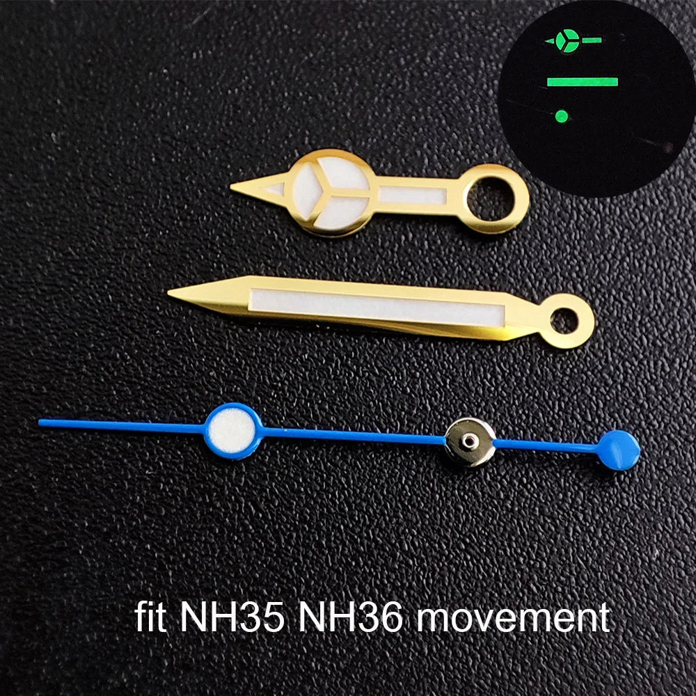 Watch hands green luminous hands fit NH 35 NH36 ETA 2836 2824 Miyota 8205 8215 movement