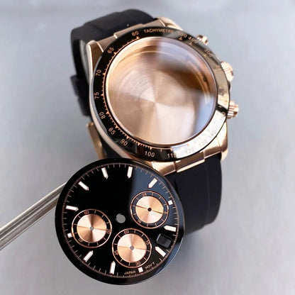 39mm Steel Case+Dial+movt+band with Sapphire Glass Set for VK63 VK64 Movement