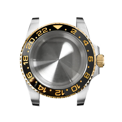 316L Watch Case 40mm Gold Edge Sapphire Flat Glass for NH35/ NH36 Modification