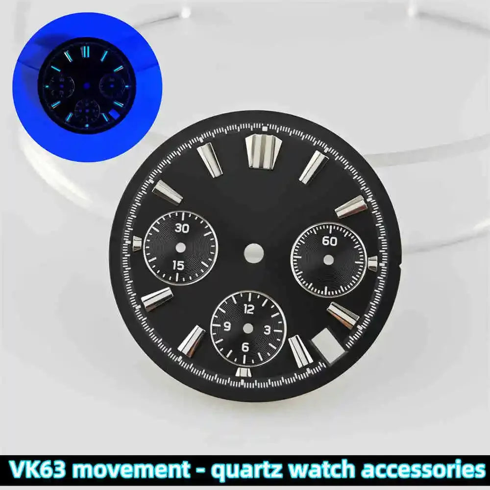 39mm Transparent Acrylic Watch Case 20mm Watch Bands Set 29.5mm Dial  for VK63