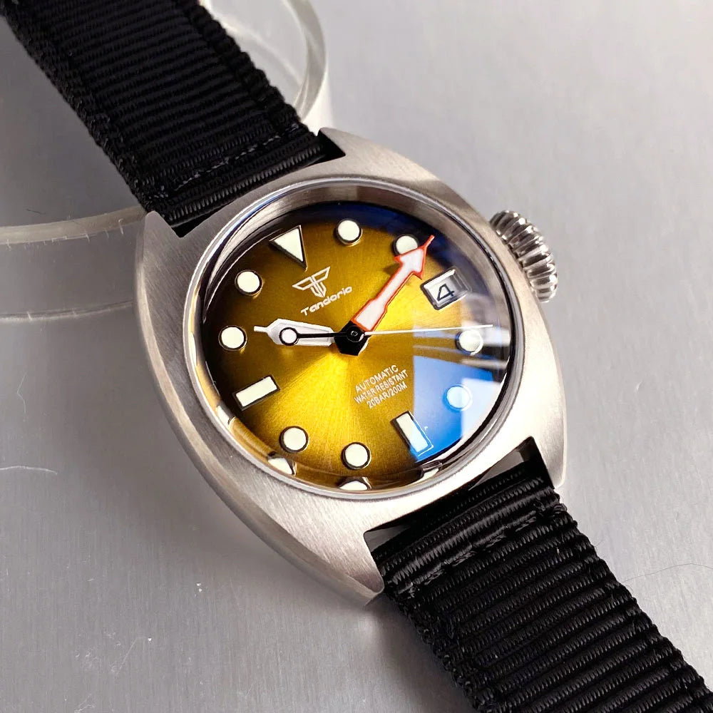 36mm No Logo Sunburst Luminous Nylon Band Watch Steel Case Sapphire Glass NH35
