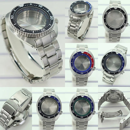 45mm Steel Watch Case Sapphire Glass For Mod skx big Abalone NH35 NH36 NH38