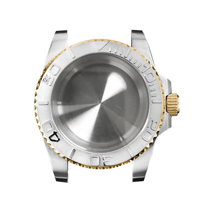 316L Watch Case 40mm Gold Edge Sapphire Flat Glass for NH35/ NH36 Modification