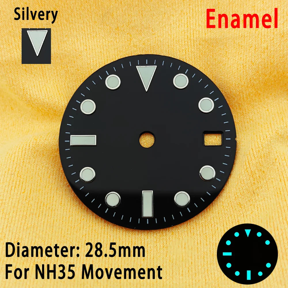 28.5mm Multicolor Watch Dials For NH35 NH36 Blue Luminous with Dial Calendar