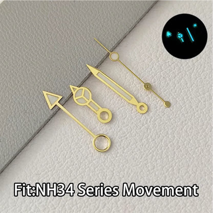 For NH34 GMT Hands Watch Hand Parts Blue&green BGW9 Luminous For NH35 Movement