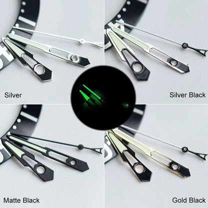 White Red Watch Hands Fit for NH35 NH36 4R 7S Movement with Green Luminous