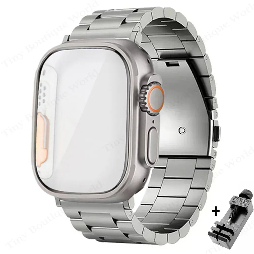 Stainless Steel Strap+PC Cover+Glass for Apple Watch Case Appearance Upgrade