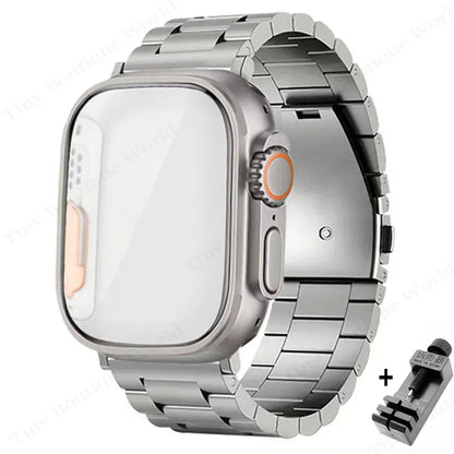Stainless Steel Strap+PC Cover+Glass for Apple Watch Case Appearance Upgrade