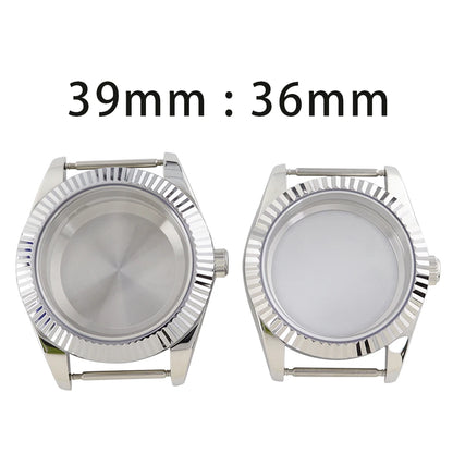 36mm/39mm Fluted Watch Case Sapphire Glass For NH35 NH36 NH38 Miyota 8215 8205