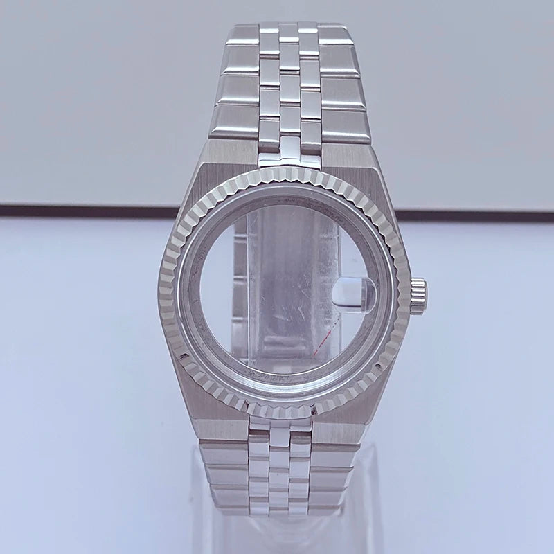 39.5mm Land-Dwellwe Steel Watch Case+Strap Sapphire Glass 33.8mm Dial Fit NH35