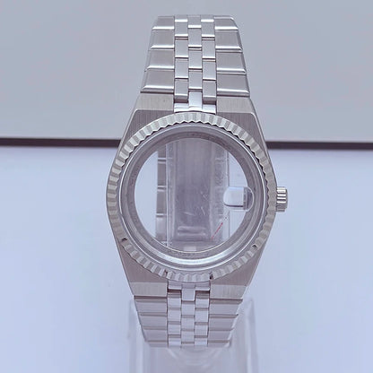 39.5mm Land-Dwellwe Watch Case+Strap Sapphire Glass Luminou 33.8mm Dial Fit NH35