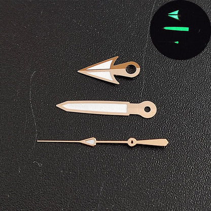 Green luminous watch hands for NH35/NH36 movement, high-quality glow pointers.