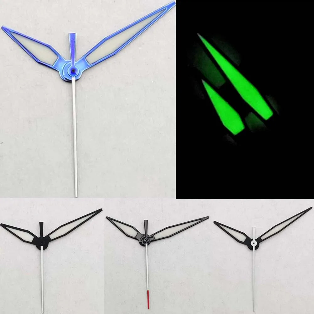Black/Blue Watch Hands With Green Luminous Fit for NH35 NH36 Movement 3Pins