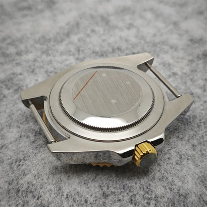 316L Watch Case 40mm Gold Edge Sapphire Flat Glass for NH35/ NH36 Modification