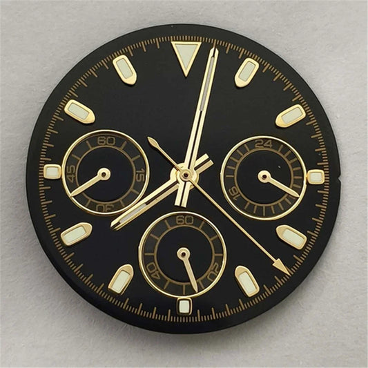 29.5mm Black Watch Dial with Watch Hands Green Luminous for VK63