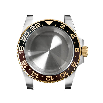 316L Watch Case 40mm Gold Edge Sapphire Flat Glass for NH35/ NH36 Modification