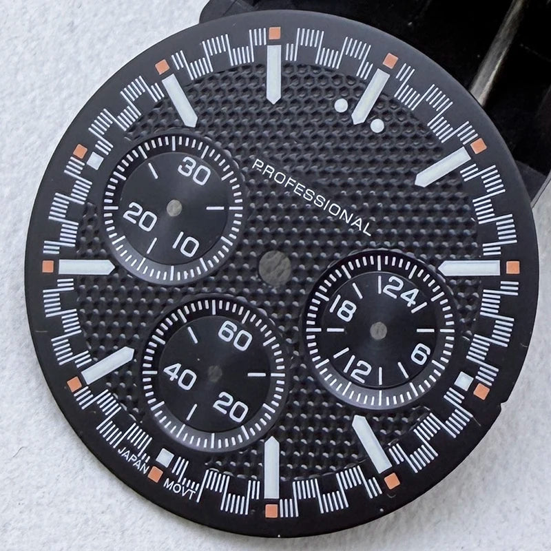 32.5mm VK63 S Logo Speed Dial Green Luminous Fit VK63 Movement Dial Watch