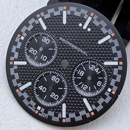 32.5mm VK63 S Logo Speed Dial Green Luminous Fit VK63 Movement Dial Watch