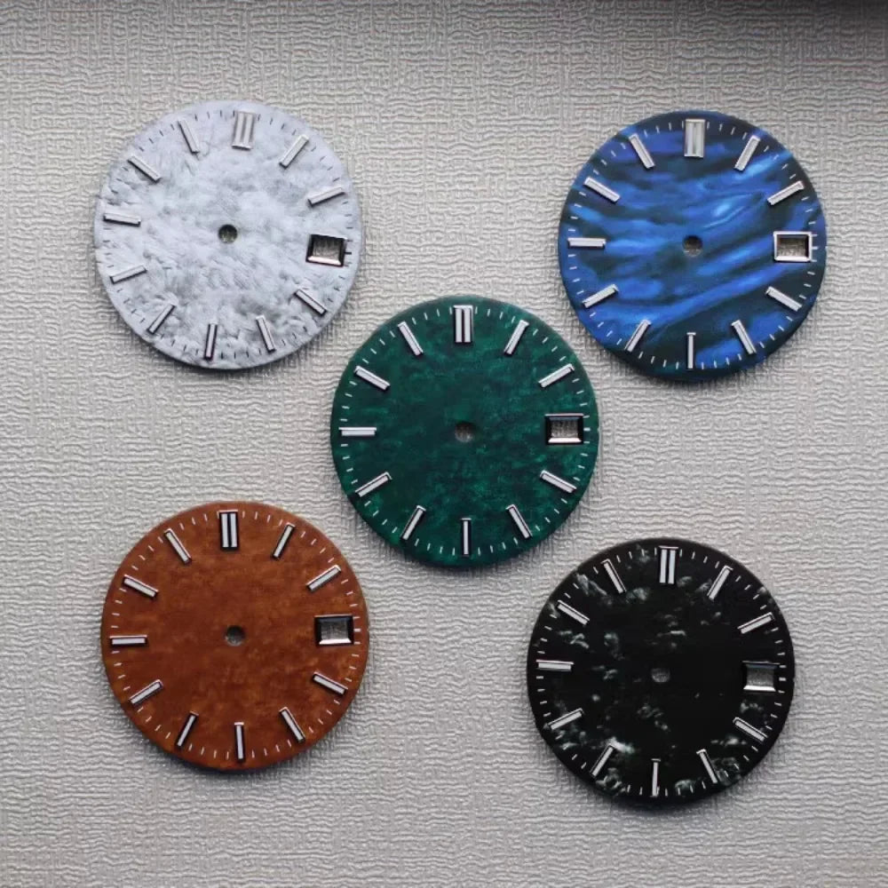 28.5mm Watch Dial Green Luminous Snowflake Dial for SKX007 NH35/NH36/4R/7S