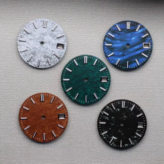 28.5mm Watch Dial Green Luminous Snowflake Dial for SKX007 NH35/NH36/4R/7S