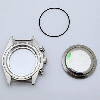 316L Steel 39mm VK63 Gold Watch Case Sapphire Glass Ceramic/Steel Bezel Fit VK63