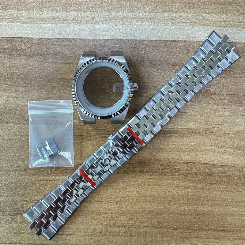 39.5mm Land-Dweller Watch Case Set Strap+Dial+Hands Lume Sapphire Glass Fit NH35