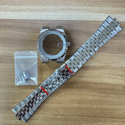 39.5mm Land-Dweller Watch Case Set Strap+Dial+Hands Lume Sapphire Glass Fit NH35