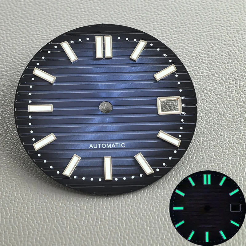30.5mm Nautilus Green Luminous Watch Dial Fits NH35 NH36 NH38 4R35 4R36 6R 7S26