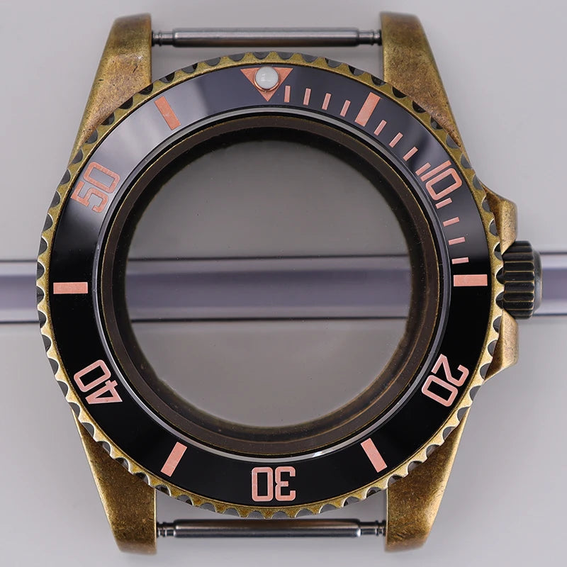 40mm Bronze SUB Watch Case Bezel For NH35/36 GMT NH34/38 4R36 Sapphire Crystal