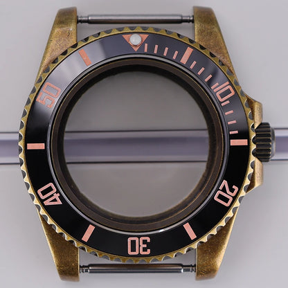 40mm Bronze SUB Watch Case Bezel For NH35/36 GMT NH34/38 4R36 Sapphire Crystal