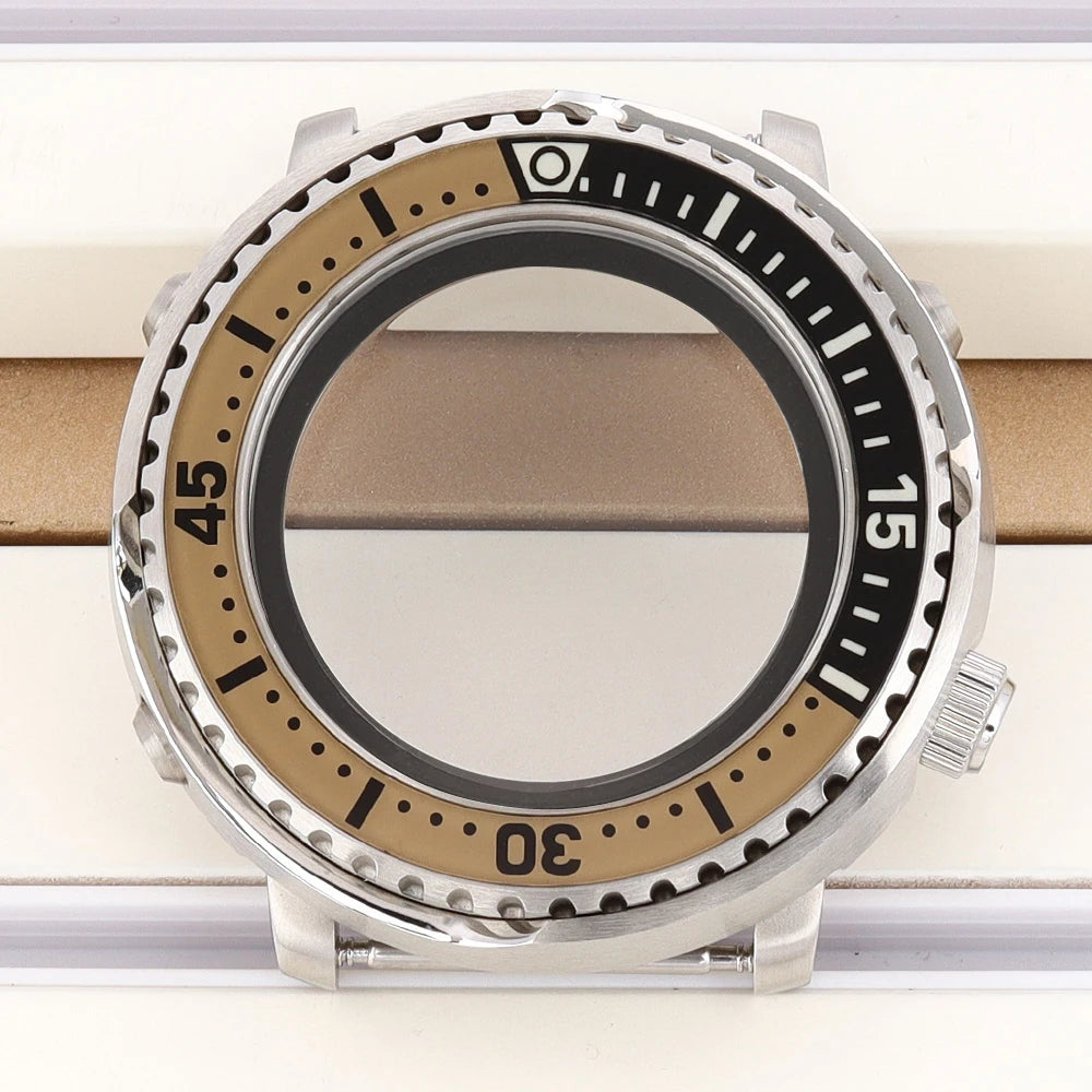43mm Watch Case For NH34 NH35 NH36 NH38 Tuna Sapphire Crystal Luminous Bezel