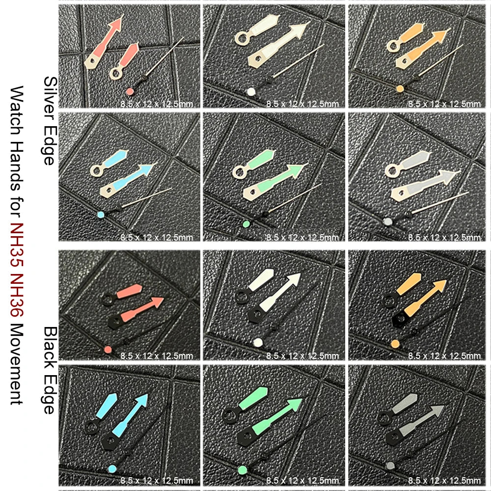 Green Luminous Watch Hands 3Pins for NH35/NH36/4R Movement Wristwatch