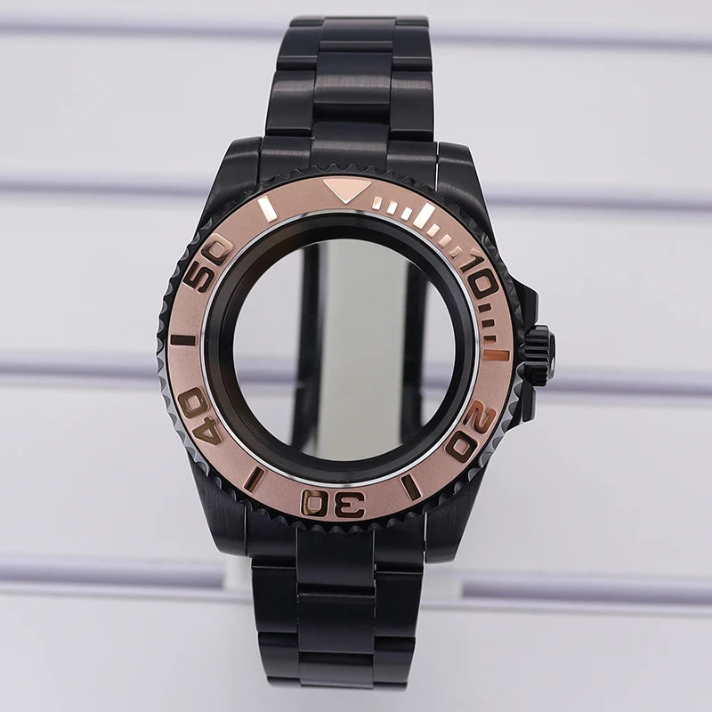 40mm Watch Case PVD Strap Sapphire For NH35 NH36 NH34 ETA 2824 8215 GMT SUB