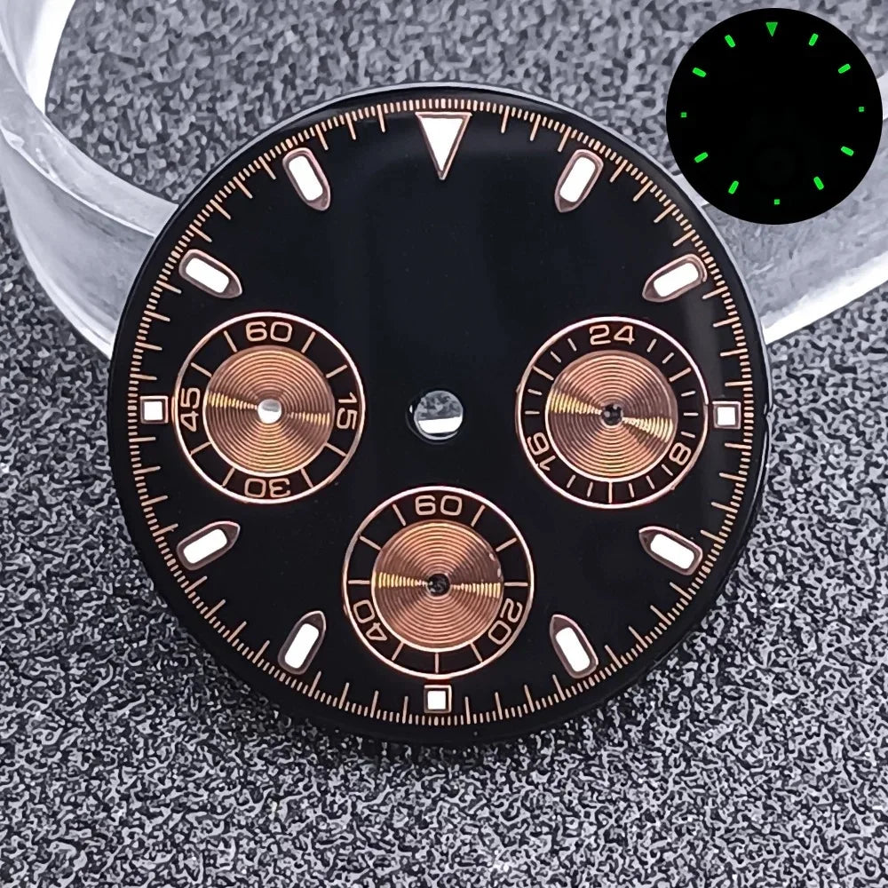 29.5mm C3 Green Luminous Timer Multicolor Watch Dial Suitable For VK63 Movement