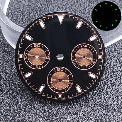 29.5mm C3 Green Luminous Timer Multicolor Watch Dial Suitable For VK63 Movement