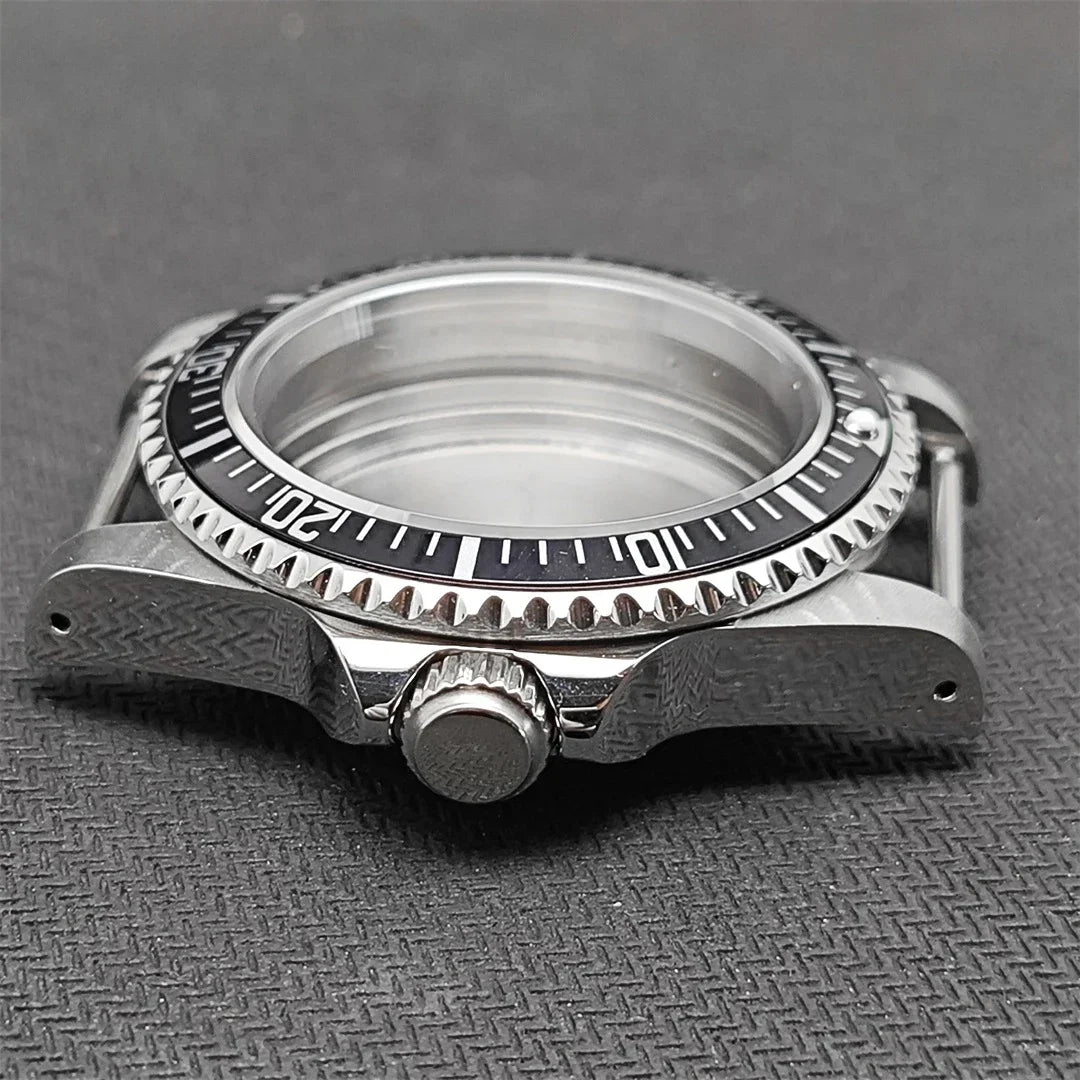 39.5mm Steel Watch Case Retro Flat Mirror Case Sapphire Crystal Fit NH35 NH36