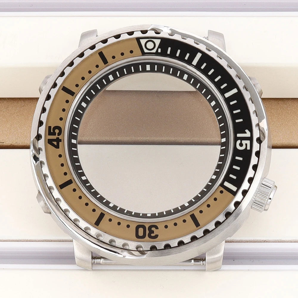 43mm Watch Case For NH34 NH35 NH36 NH38 Tuna Sapphire Crystal Luminous Bezel